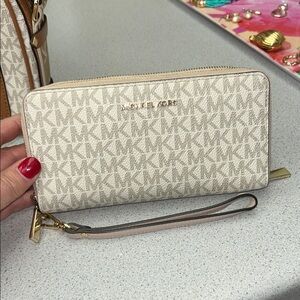 Michael Kors Beige Monogram Wristlet